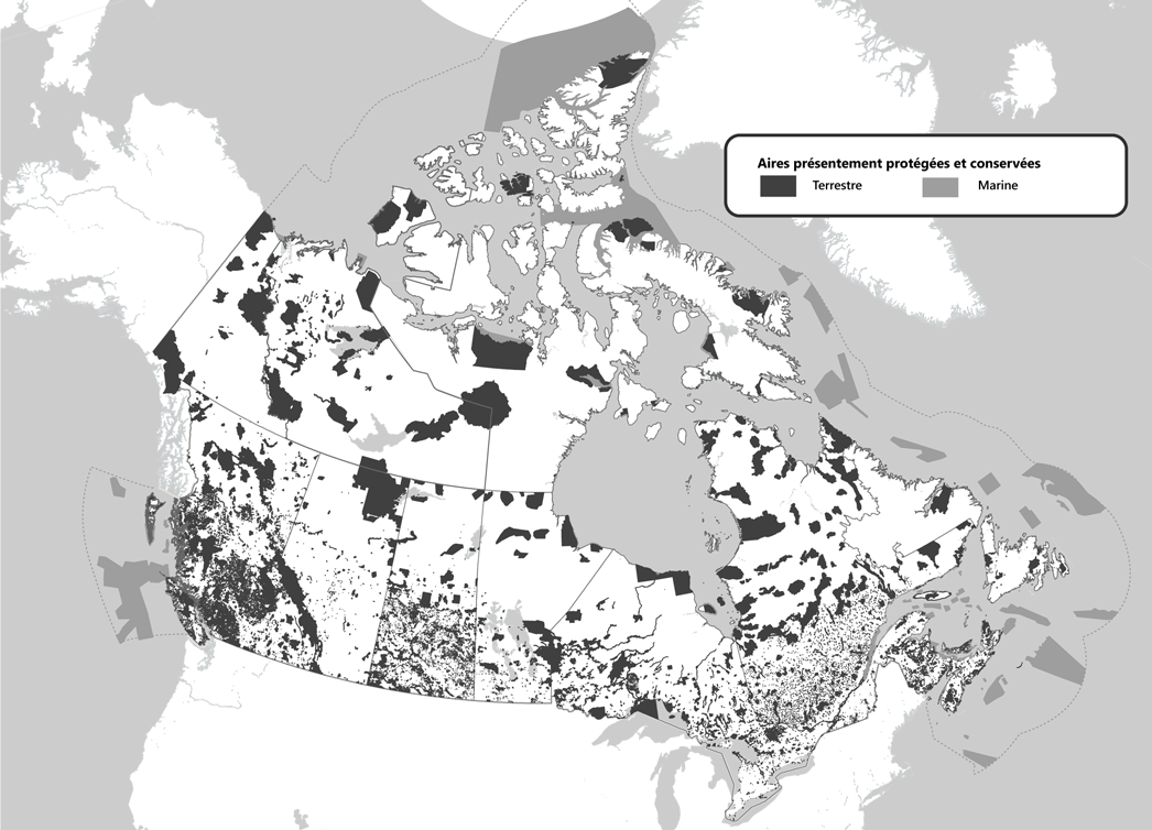 Figure 5.1 : Les terres et les eaux protégées et conservées du Canada